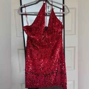 Zara Red Sequin Dress Small